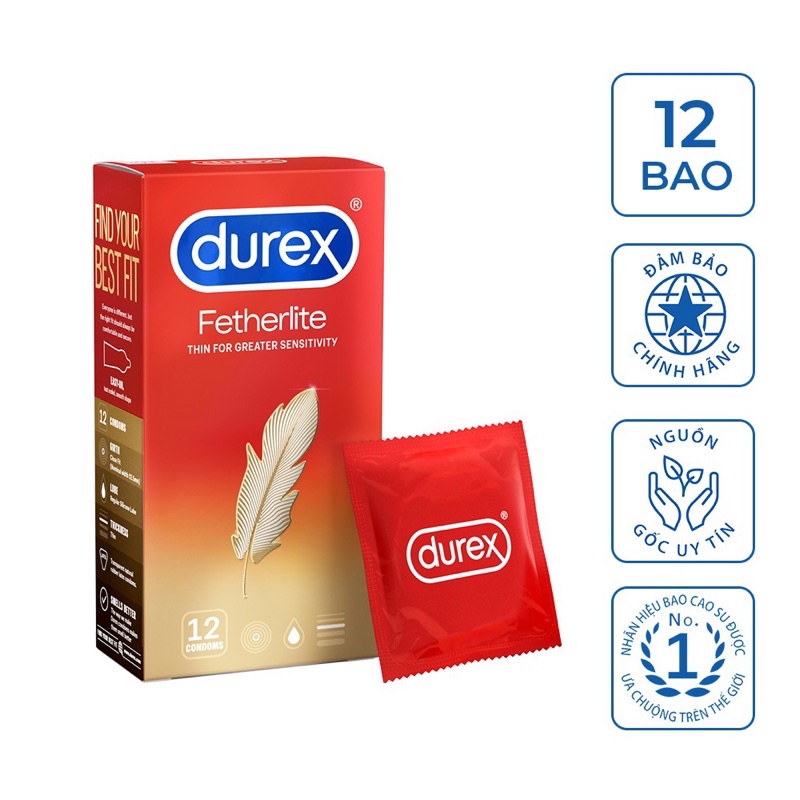 HỘP Bao cao su Durex Fetherlite( hộp 12 cái)