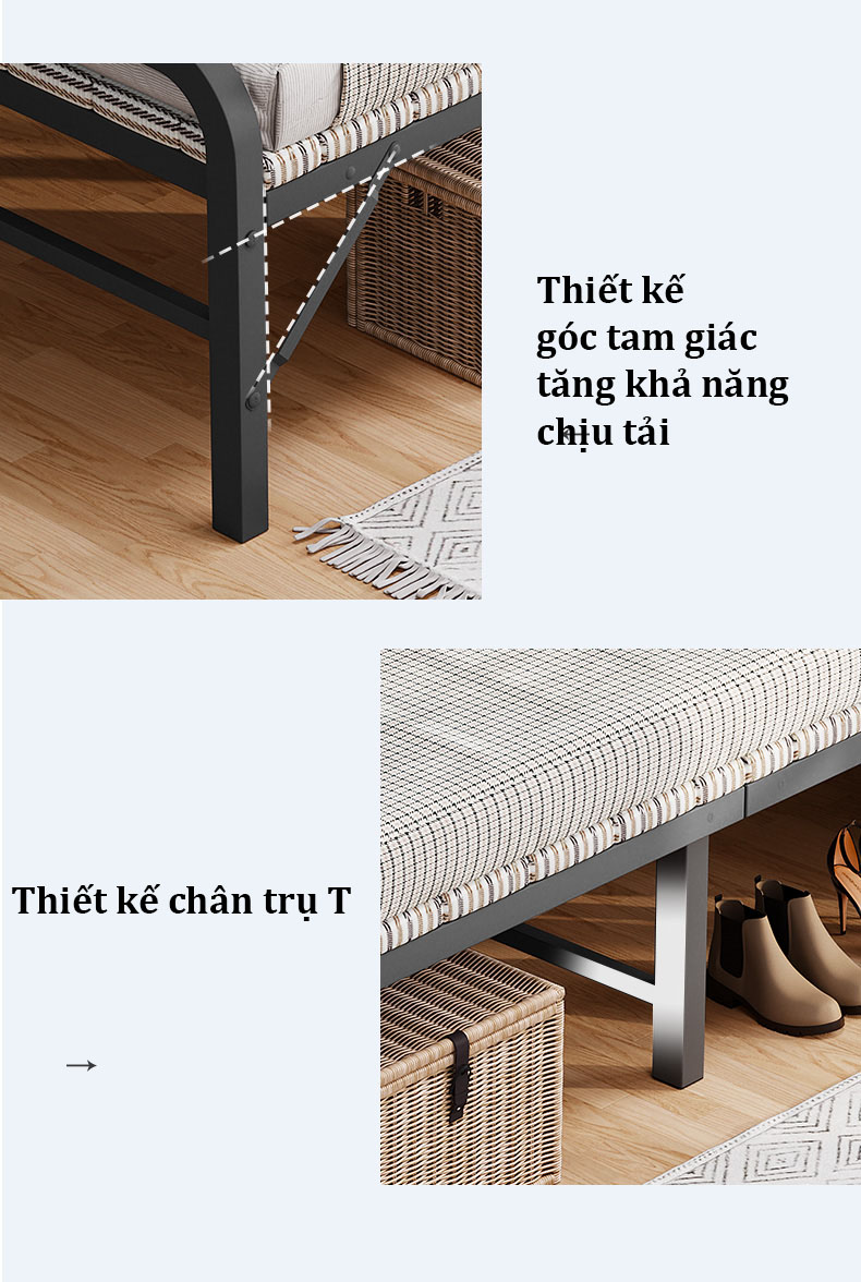 Giường xếp gọn khung thép trắng nhập khẩu - Giường ngủ xếp gọn khung thép cao cấp NIKITA SHOP