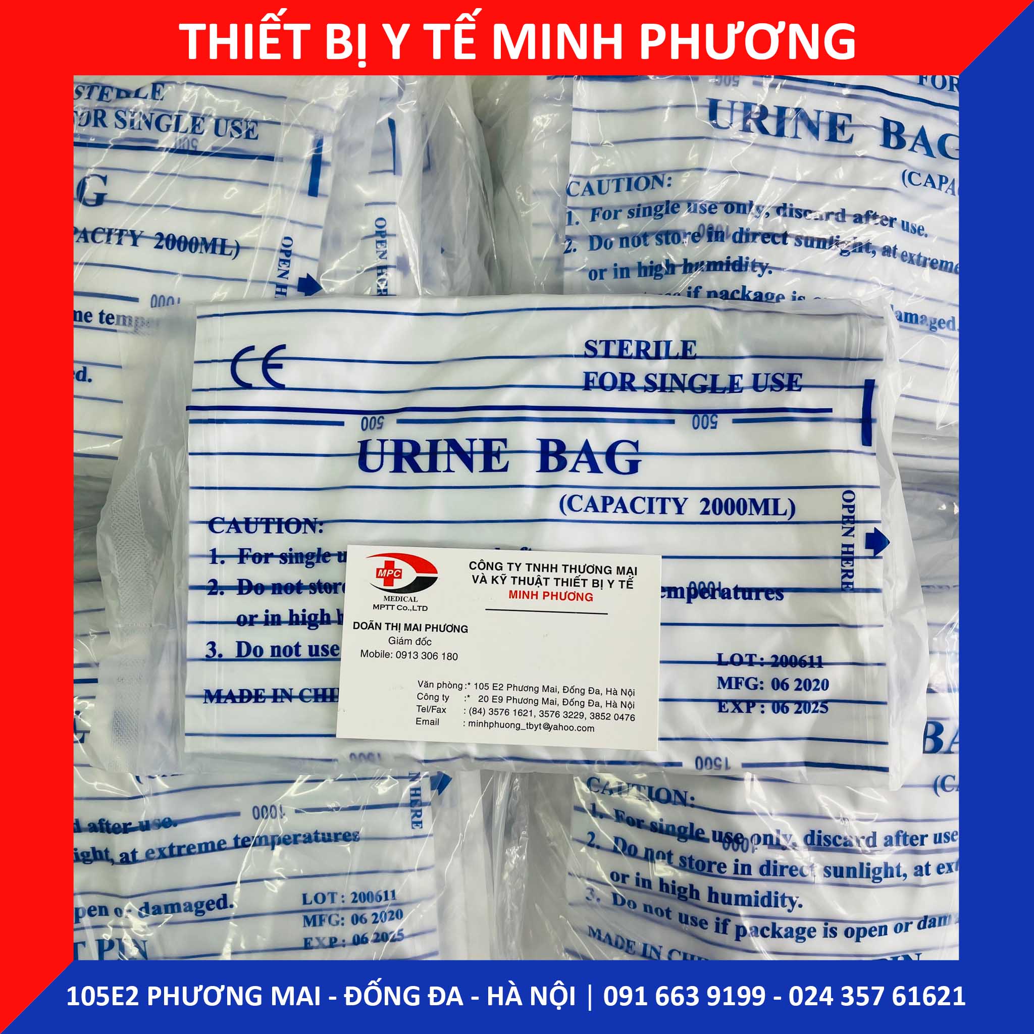 [Bán lẻ] Túi đựng nước tiểu van ngang y tế