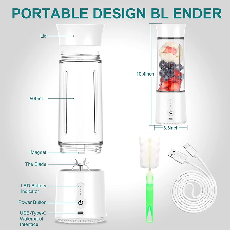 Portable Blender Smoothie Blender Cup USB Rechargeable, for Shakes and Smoothies