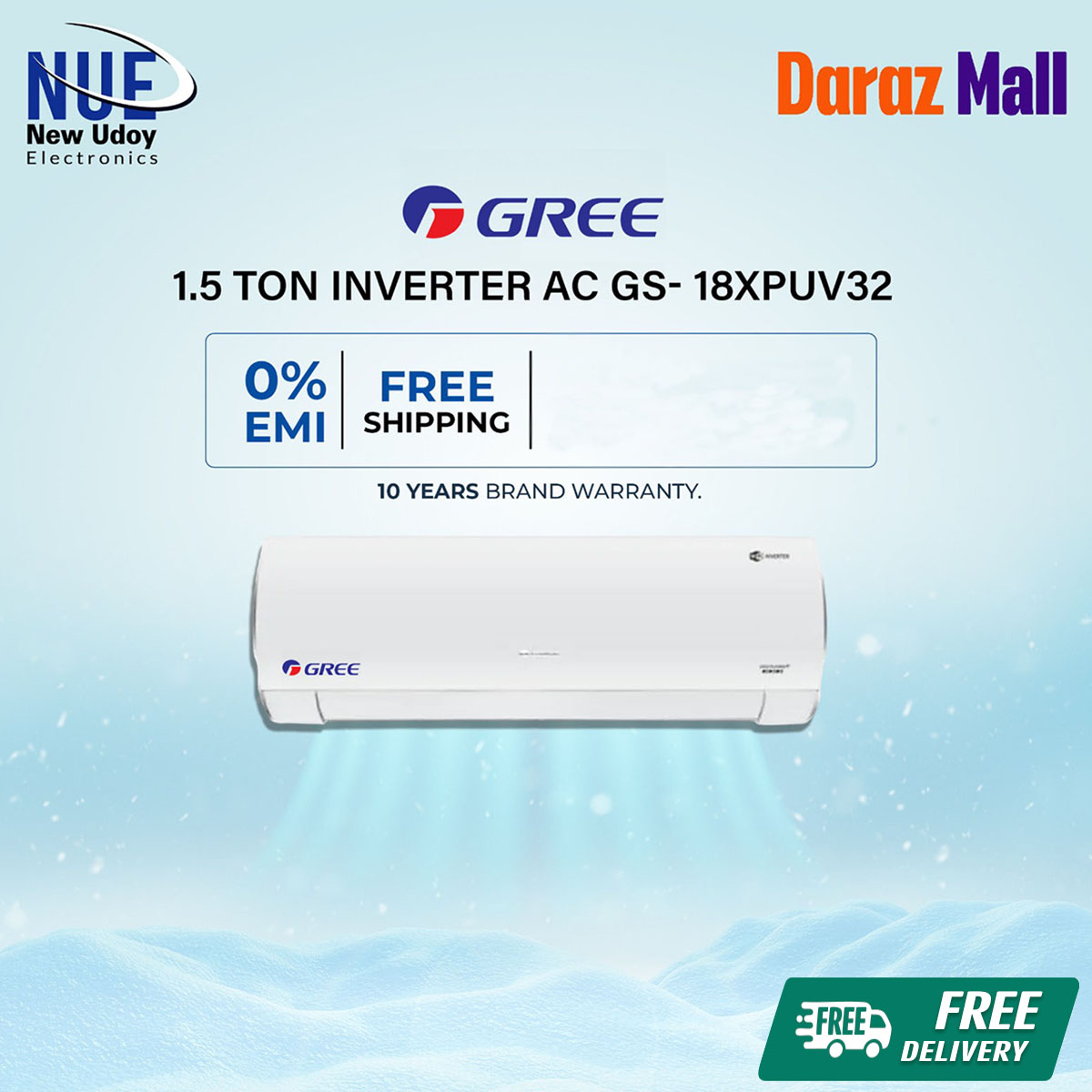 GREE Model: GS-18XPUV32/GS18XFV32 Inverter AC (Official Warranty) - 1.5 Ton with Free Delivery