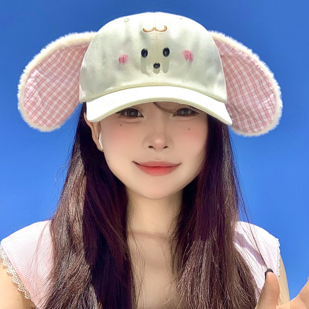 Trendy%20Cute%20Baseball%20Cap%20Plush%20Rabbit%20Ear%20Y2k%20Peaked%20Cap%20Versatile%20Plaid%20Sunscreen%20Hat%20Female%20-%20Image%203