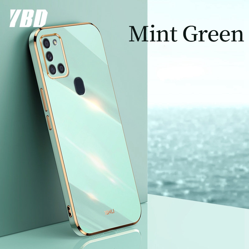 YBD Plating phone Case For Samsung Galaxy A21S Casing Precise Camera Protection cases Luxury Straight Edge Cover
