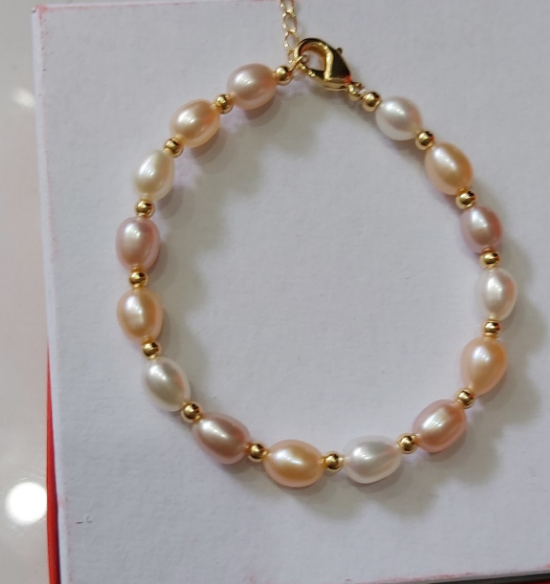 Lắc chuỗi tay ngọc trai phối châu bi đẹp tuyệt