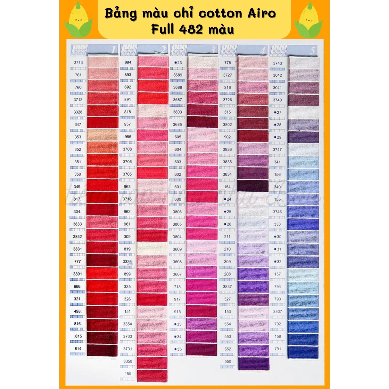 Set Chỉ Airo Full 482 Đủ Tất Cả Các Mã Màu