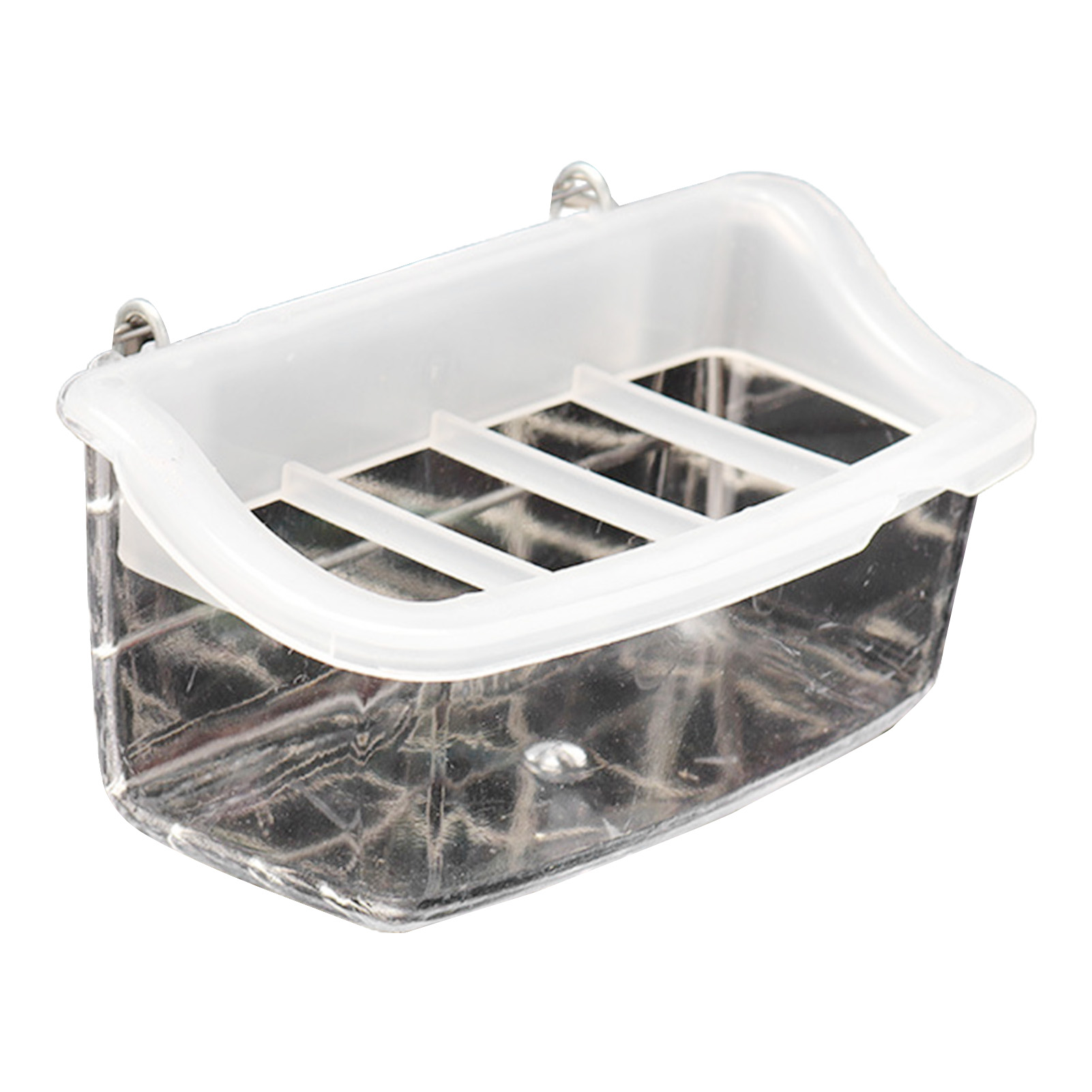 Tongpudi Durable Bird Food Grid Anti-splash Bird Feeder Durable Hanging Bird Feeder with Anti-splash Grid Convenient Transparent Bird Food Box for Cage