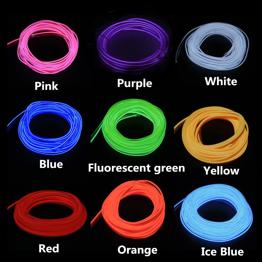 Led Neon 3v Aa Powered Glow El Wire Rope Tape Cable Flexible Led Strip For Shoes Clothing Car Decoration. 