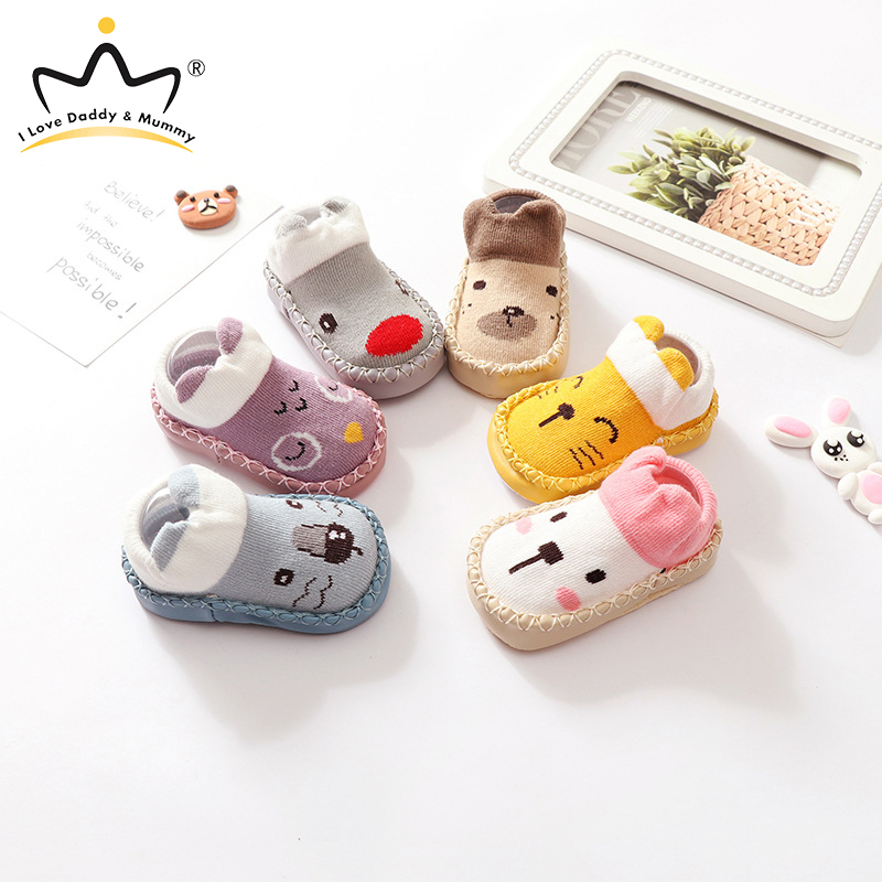 I LOVE DADDY&MUMMY Cute Baby Flat Shoes Cartoon Newborn Floor Socks Infant