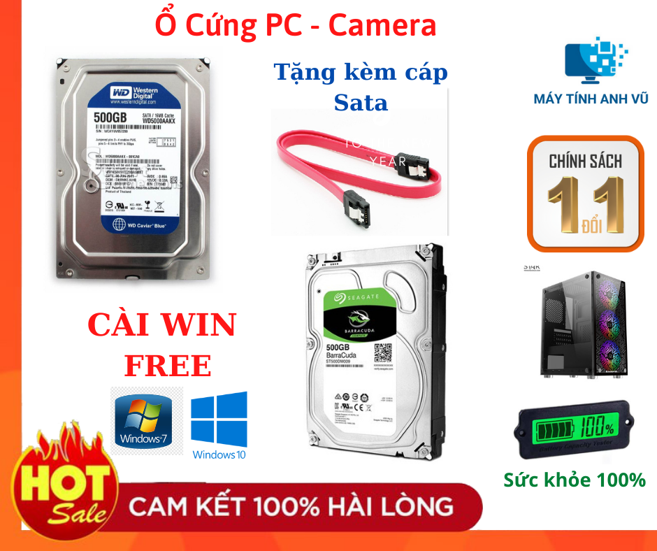 Ổ cứng PC Máy tính để bàn HDD 500g 320G 250GB 160GB 80GB 7200rpm Sata- Tặng kèm Cáp Sata