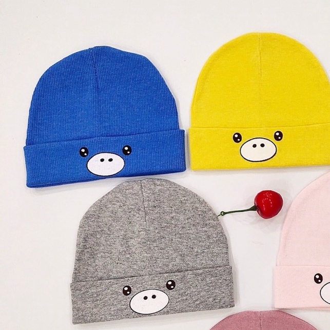 Mũ/nón sơ sinh cotton mềm co giãn- heo con