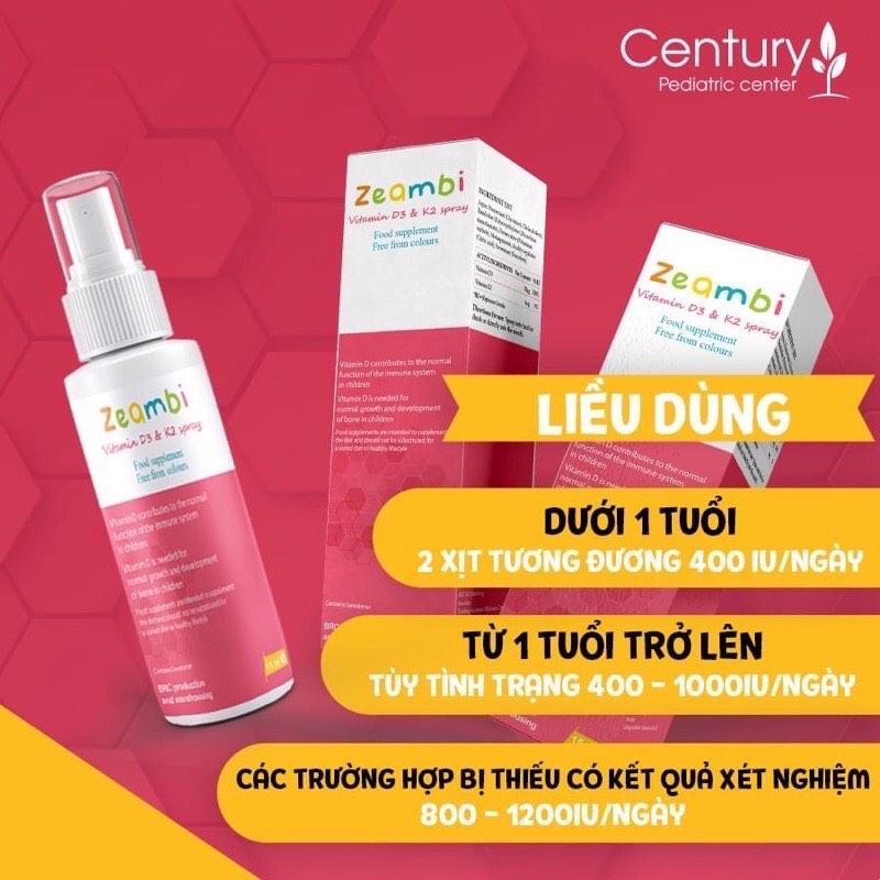Vitamin D3K2 Zeambi Dạng Xịt Cho Bé 15ml
