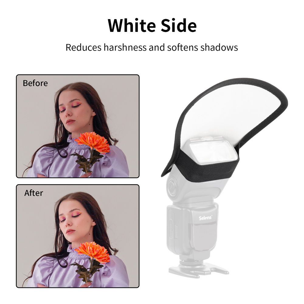 Selens Bộ Khuếch Tán Đèn Flash 2 Trong 1 Bộ Khuếch Tán Đèn Flash Bộ Khuếch Tán Hình Chữ Nhật Hộp Mềm Bát Giác Hai Mặt Có Thể Gập Lại Cho Đèn Tốc Độ