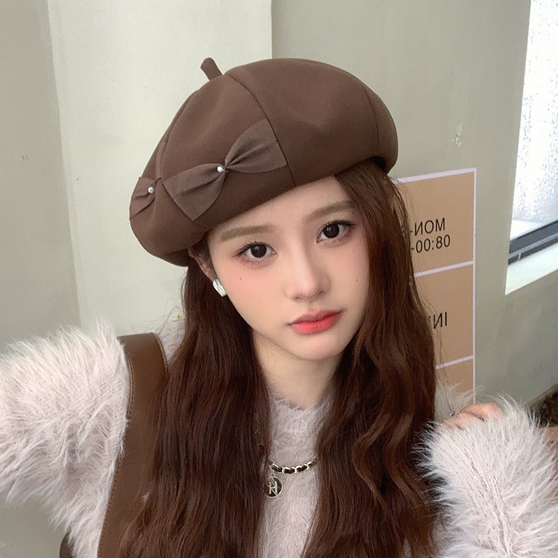 Mũ nồi beret nữ phối nơ thời trang Hàn Quốc xinh xắn PN06