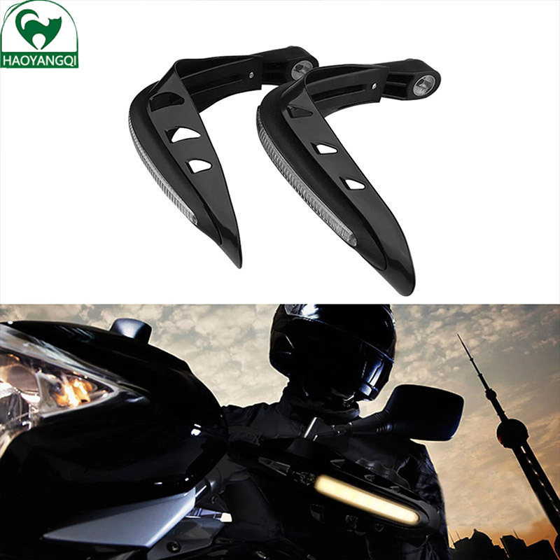 Off-road motorcycle hand guard with LED light, anti-fall protection, modified front handlebar windshield, rain protection