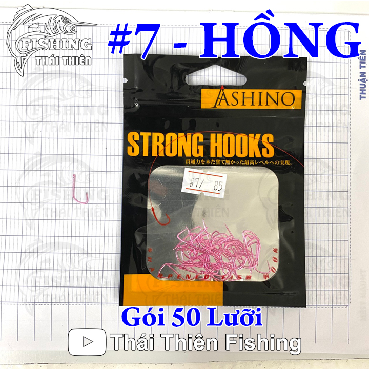 Lưỡi câu cá ashino strong không ngạnh đuôi dẹp gói 50 lưỡi