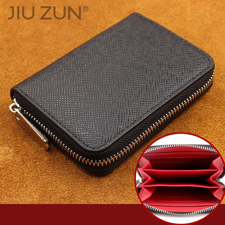 JIUZUN PU Leather Cross Pattern Zipper Short Wallet For Women Men Coin Purse Wallet With Card Holder In Stock Lazada PH