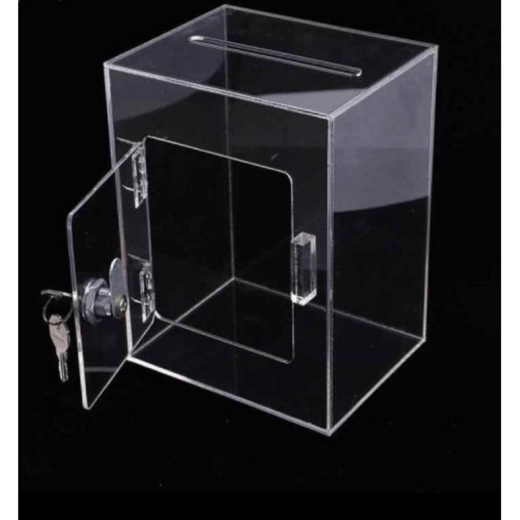 Thùng phiếu, hòm phiếu, hòm bốc thăm, hòm từ thiện mica, có ổ khóa, cỡ dày 2mm,3mm