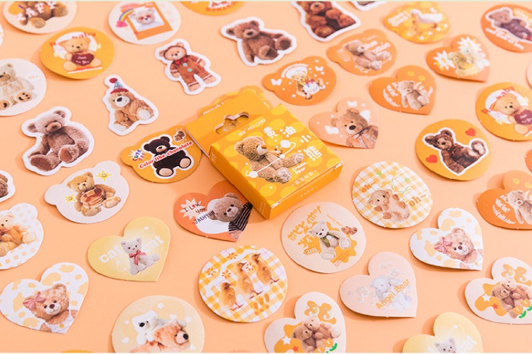 Hộp 45 stickers hình gấu nhiều mẫu