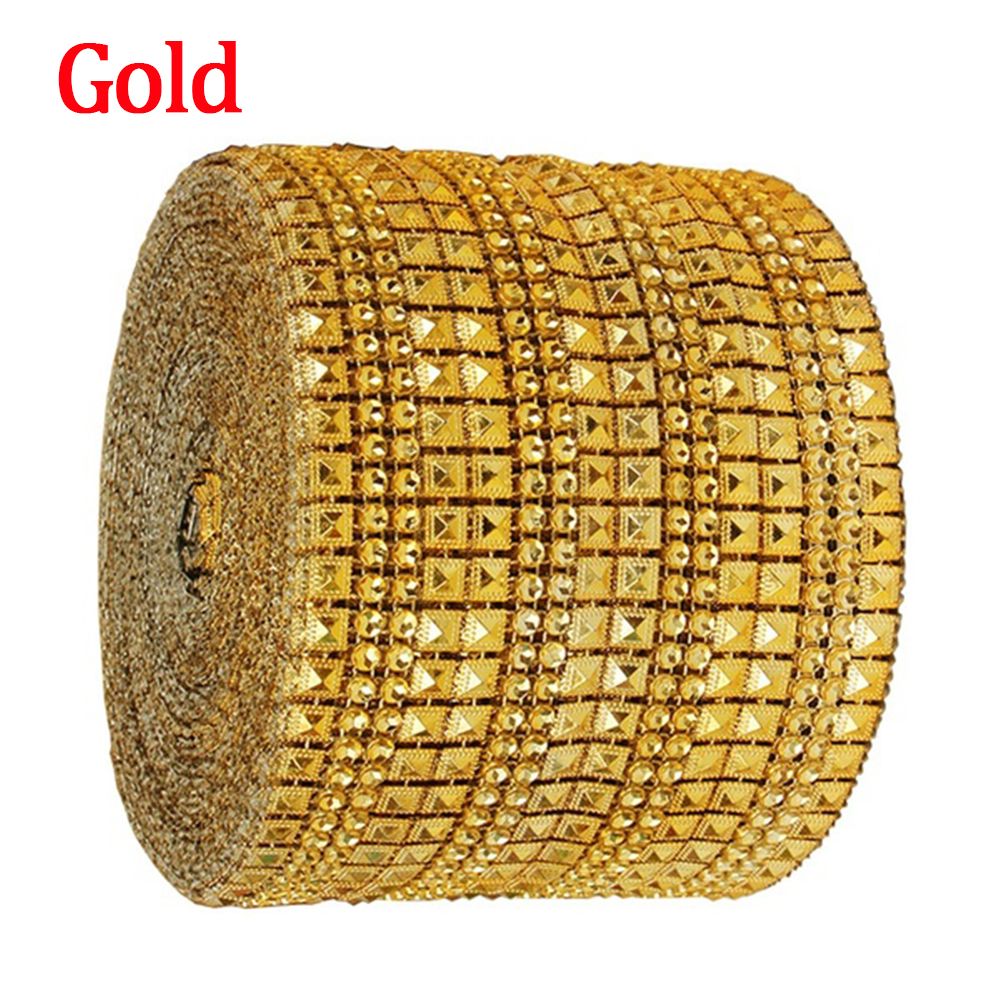 FB5G Trang trí DIY Băng vải tuyn Bọc Trang trí bàn Ruy băng đám cưới kim cương Cuộn lưới Kim tự tháp