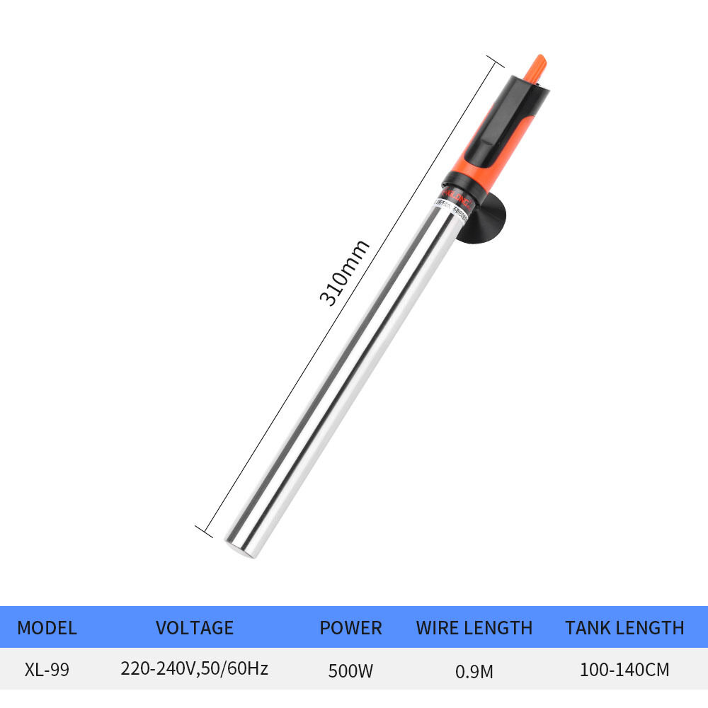 Emango Submersible Temperature Control Adjustable for Aquarium Tank Stainless Steel Aquarium Heater Temperature Aquarium Heating Rod