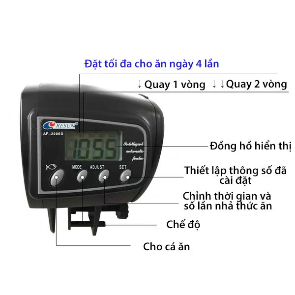 Máy Cho Cá Ăn Tự Động ReSun AF2009D ( Set được cho cá ăn 4 lần/ngày)