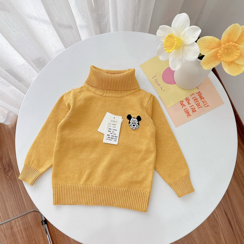 ÁO LEN CỔ LỌ THÊU MICKEY CHO BÉ
