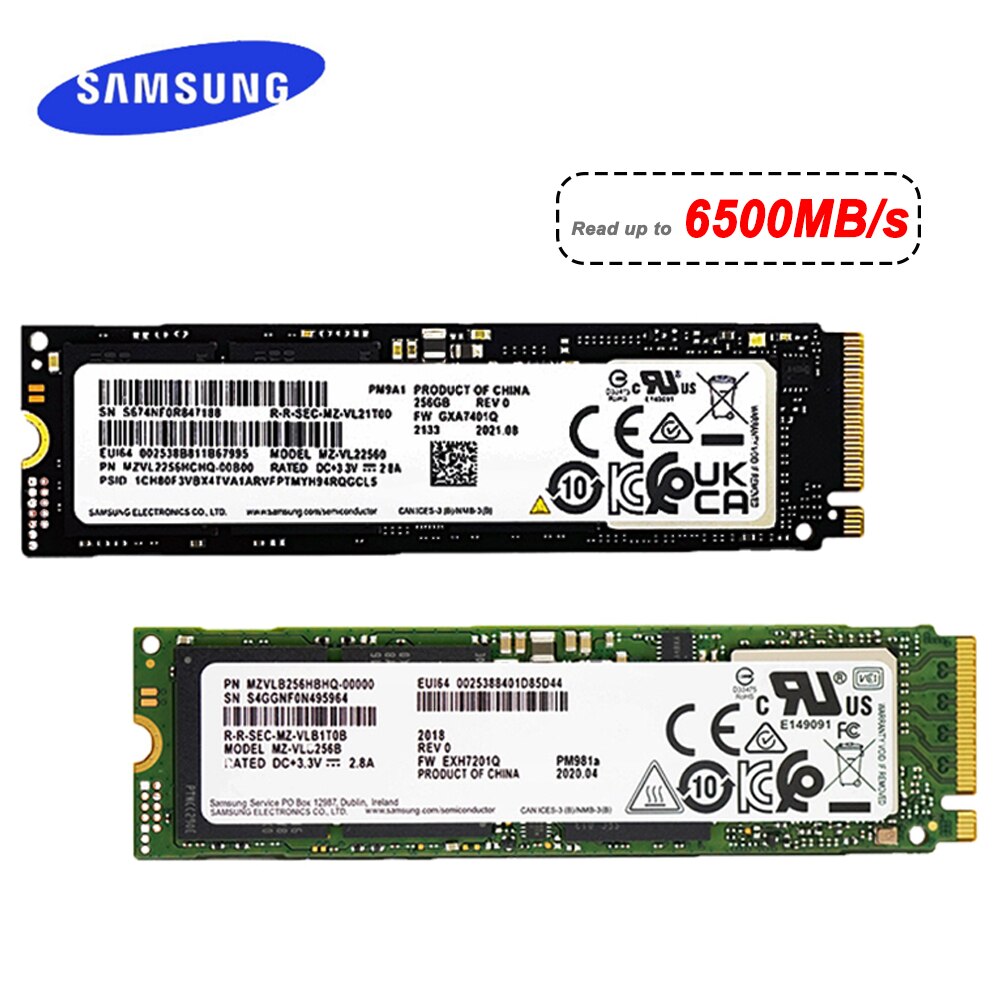 Samsung PM9A1 M.2 2280 256GB PCIe 4.0 NVMe Client SSD MZVL2256HCHQ-00$00/07
