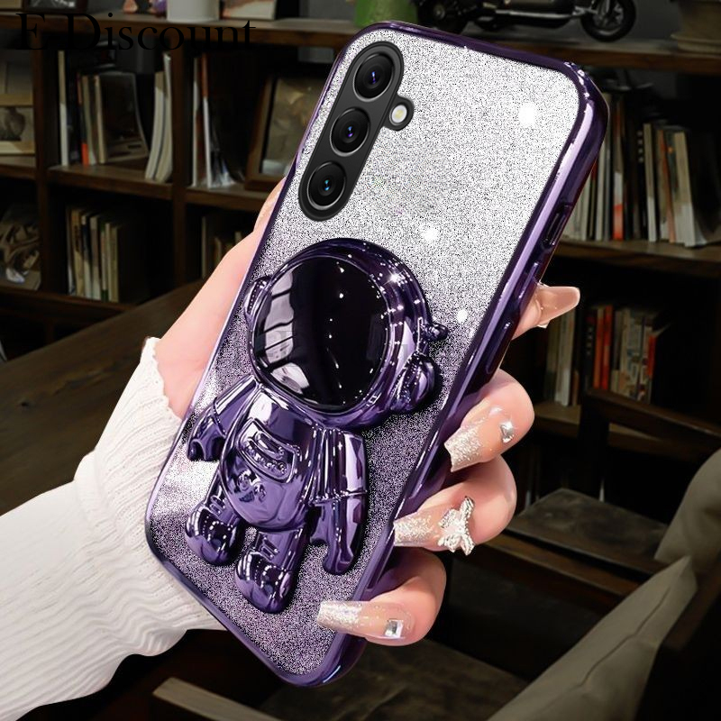 New%20Phone%20case%20Galaxy%20A36%20A26%20A56%20Back%20cover%20Fashionable%20Frosted%20Silicone%20Soft%20Dustproof%20Bracket%20Adsorb%20+%20Electroplated%20astronaut%20bracket%20For%20Samsung%20Galaxy%20A36%20A26%20A56%20case%20-%20Image%204