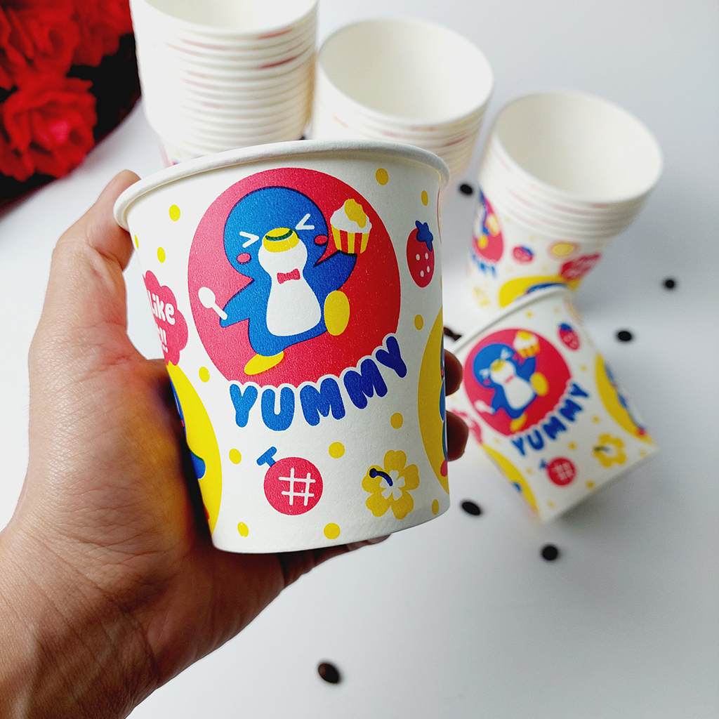 Combo 50 chiếc cốc giấy 390ml họa tiết YUMMY size 13oz