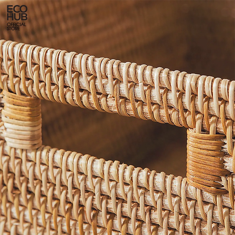 Giỏ mây có tay cầm ECOHUB đựng đồ/decor/đựng quần áo/đồ khô cao cấp (Premium Rattan Basket)