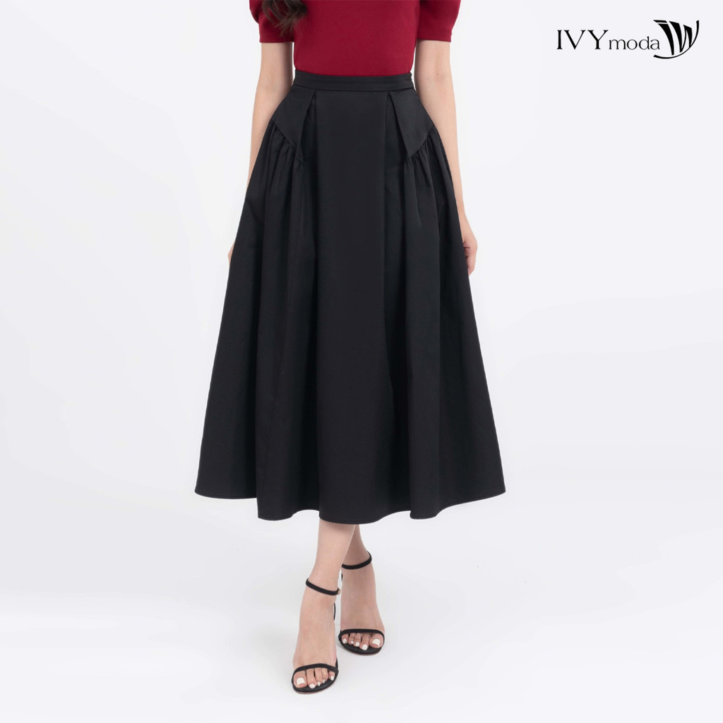 Chân váy khaki nữ dáng xòe, Chân váy công sở dạo phố nữ IVY moda MS 30M8113