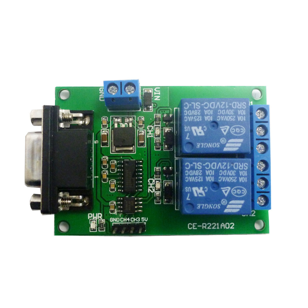 Tb351 2 kênh DC 12V cổng nối tiếp mô-đun Rơle Máy tính để bàn USB RS232 DB9 RS485 UART Bảng công tắc điều khiển từ xa nhà thông minh
