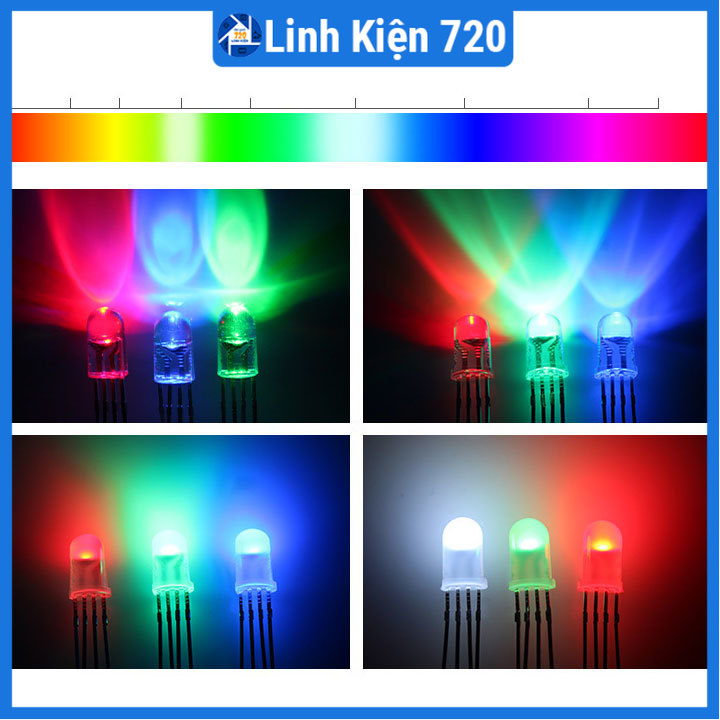 Led RGB đục phi 5mm trang trí, làm mạch