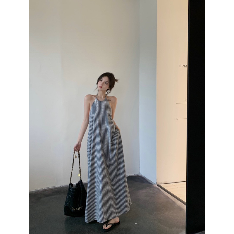 Váy maxi sọc Hàn Quốc