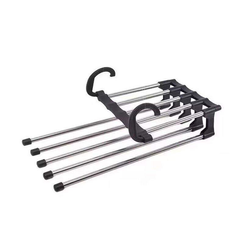 Five-layer trouser rack stainless steel multi-functional multi-layer foldable anti-slip wardrobe storage magic trouser rack trouser clip
