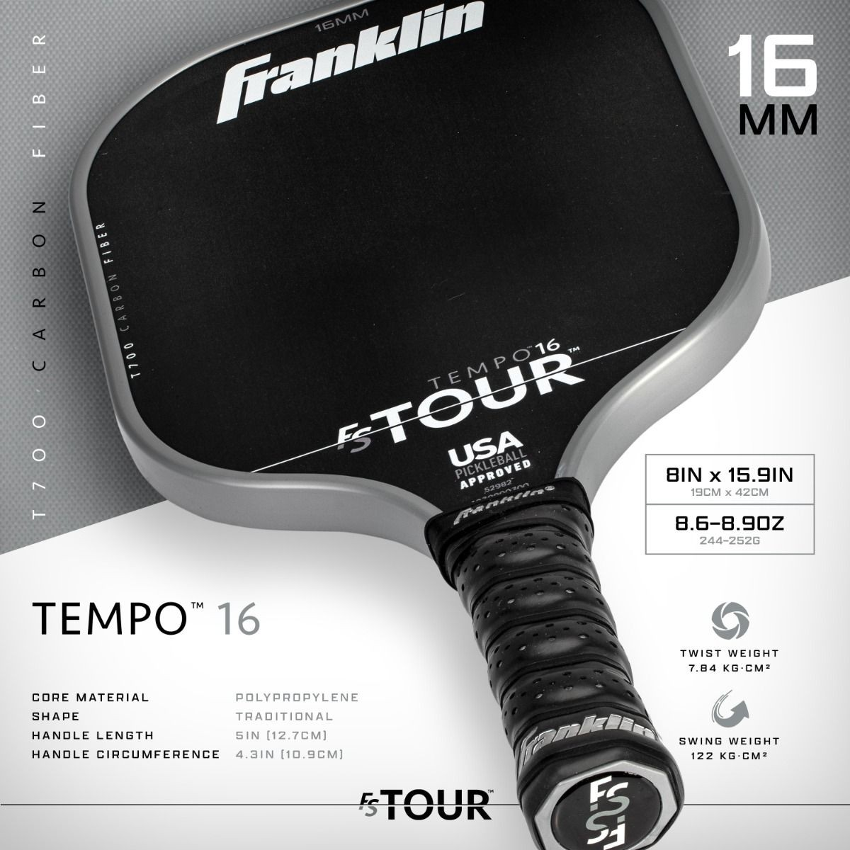 Franklin Sports Pro Pickleball Paddles - FS Tour Series - Tempo