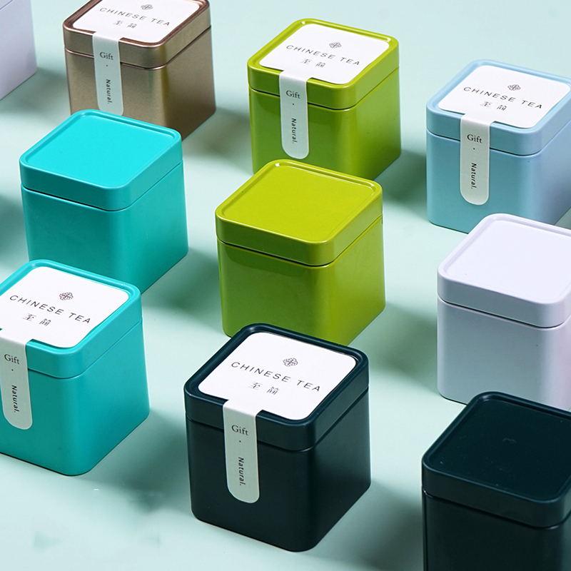 Mini Tea Containers 1PC Mini Tin Storage Box Sealed Tea Caddy Small Square Coffee Jar Tea ...