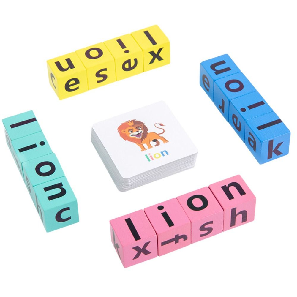 Building Blocks Cognition Games Literacy Flashcards Wooden Matching ...