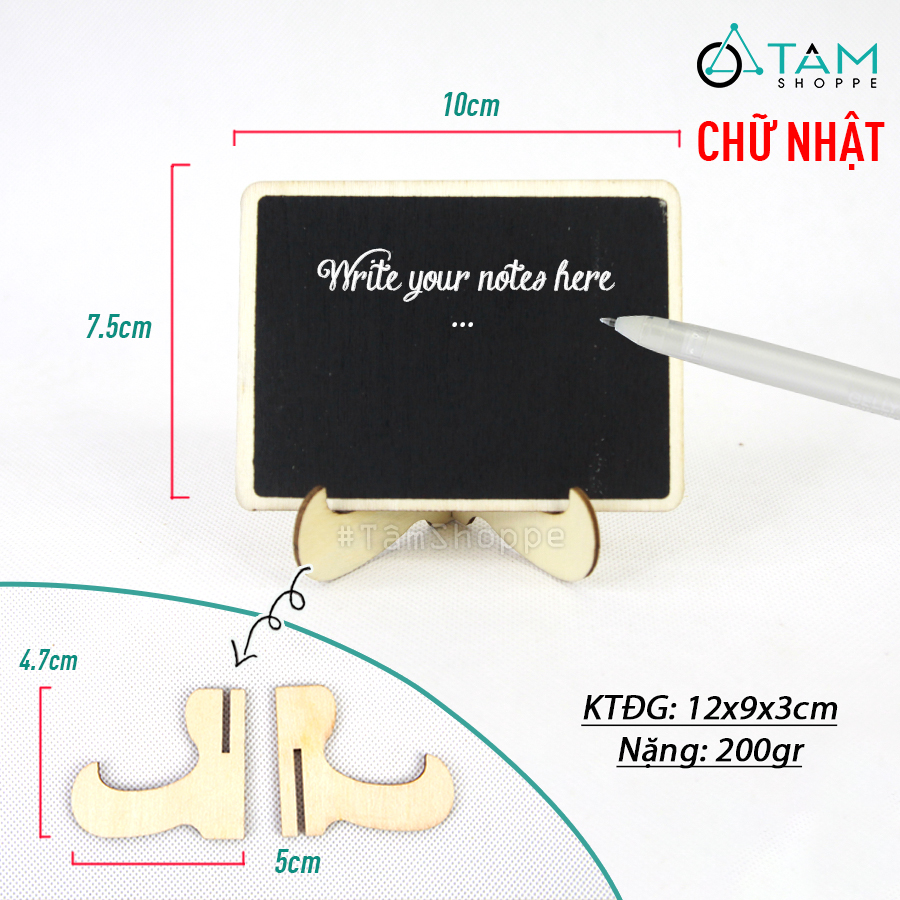 [GỖ VÁN ÉP]Bảng đen viết phấn gỗ mini để bàn chân thấp BDMN-02
