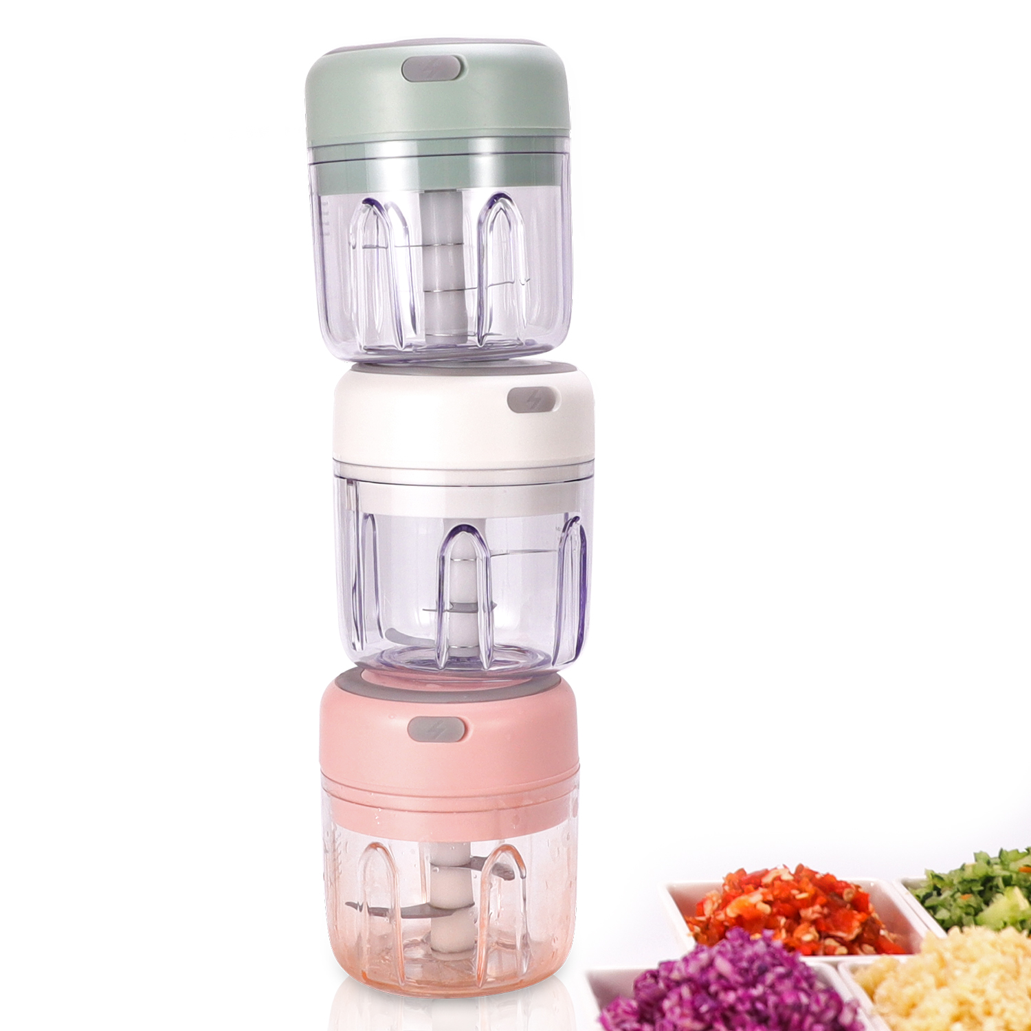 Mini Garlic Chopper Electric Food Processor Garlic Mincer Portable ...
