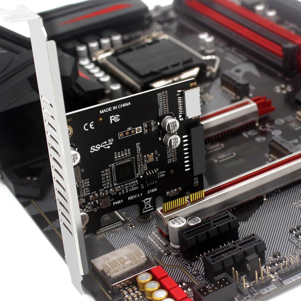 Máy tính PCI-E để USB 3.0 Type-E bo mạch mở rộng 19pin PCI-E để USB 3.0 Loại C Bảng điều khiển phía trước Bộ chuyển đổi