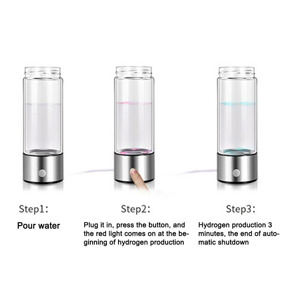 Bokali sạc USB Hydrogen Máy phát điện nước giàu Ionizer chai nước thủy tinh