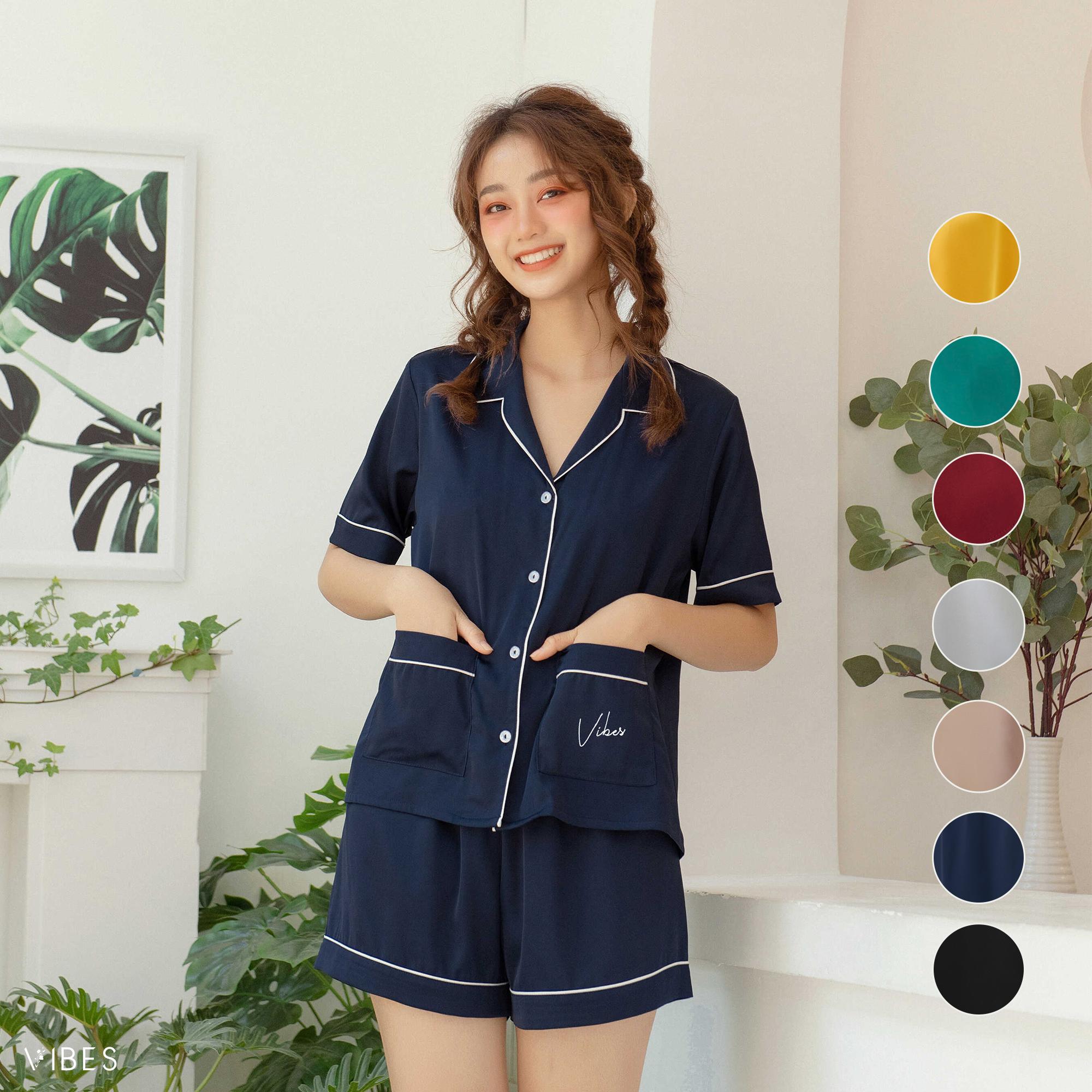 VIBES Pijama ngắn lụa trơn cao cấp Silk Py Set (Nhiều màu)