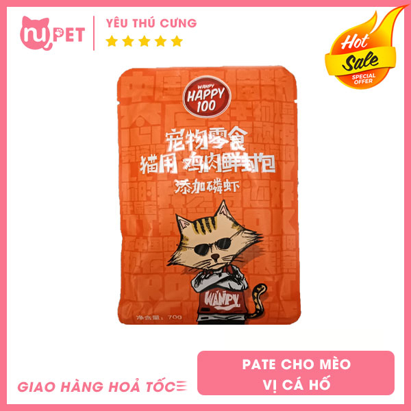 Pate WANPY HAPPY 100 dành cho mèo - Thức ăn dạng ướt giúp bổ sung nước cho mèo