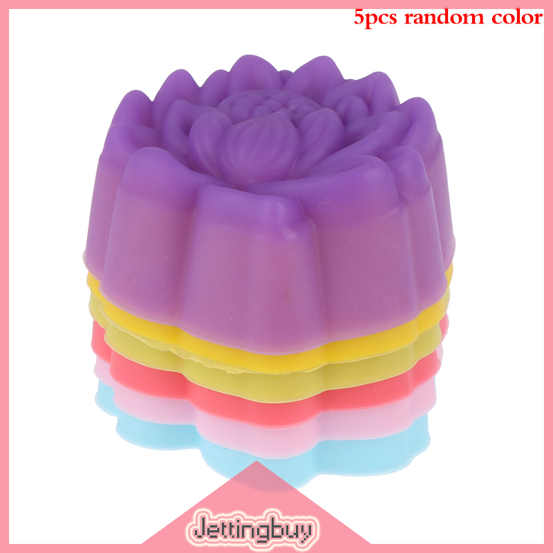 Flash Sale 5Pcs 3/5cm Lotus Silicone Mold Cake Muffin Baking Nonstick Reusable Molds