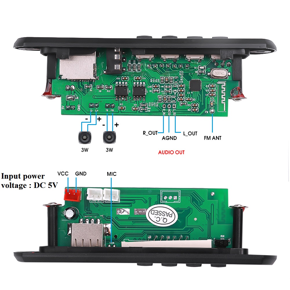 Kebidumei Wireless Bluetooth 5.0 MP3 WMA Decoder Board DC 5V 12V USB TF Radio Audio Module For Car Radio Audio Speaker