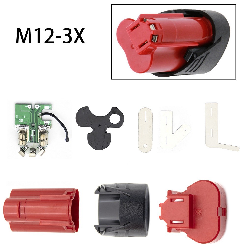 Three cell Battery Shell with PCB Perfect for Milwaukee 12V Li ion Battery