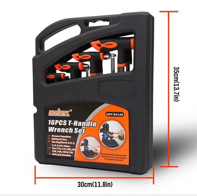 HORUSDY 16Pcs T Handle Set Torx Wrench Set Ball End Wrench Allen Wrench