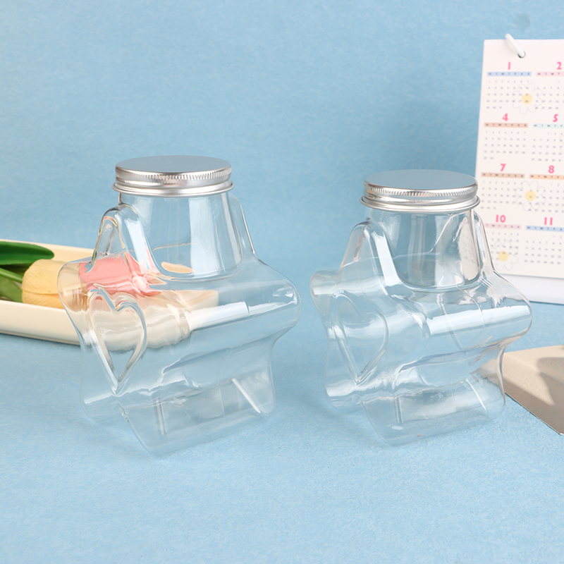 Star Shaped Doll Ornament Storage Box Plastic Bottle With Lids Food Storage Container Wide Mouth Jar Reusable Cookie Container.