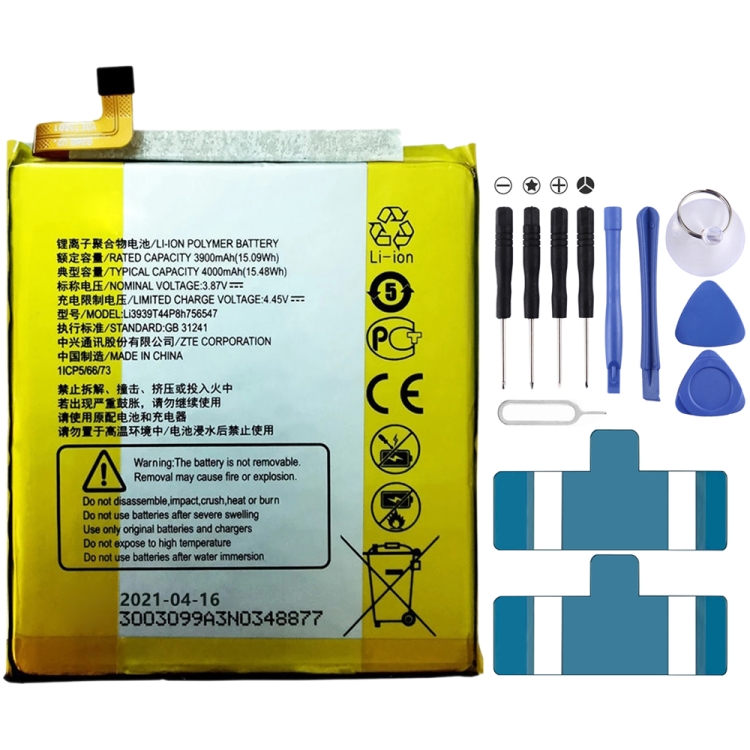 About 3900mah li-ion polymer for zte axon 10 pro 5g / axon 9 pro